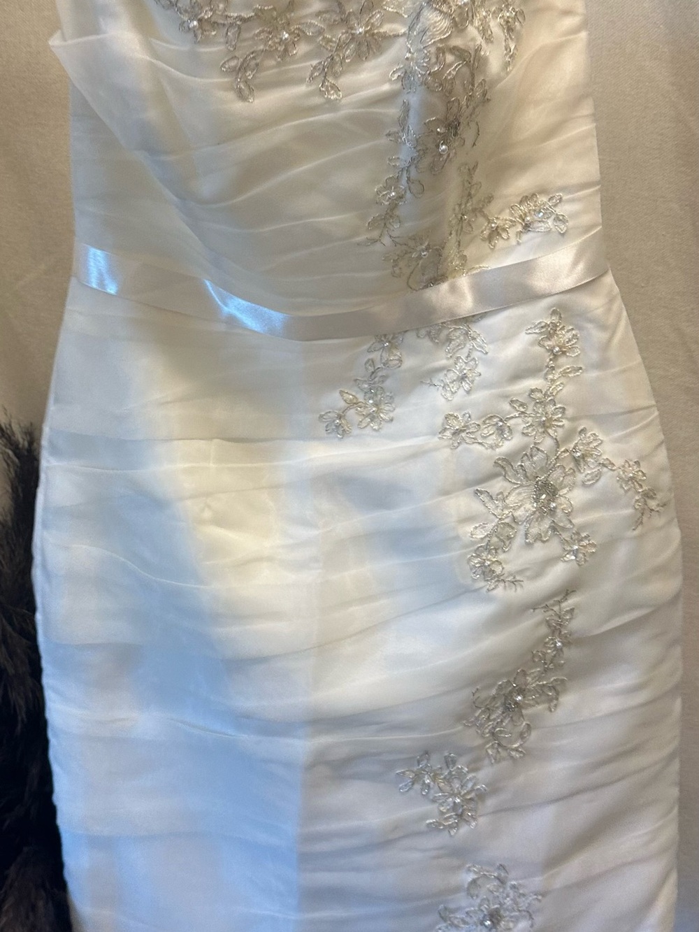 Strapless Ruched Organza Sheath (Mini) Dress